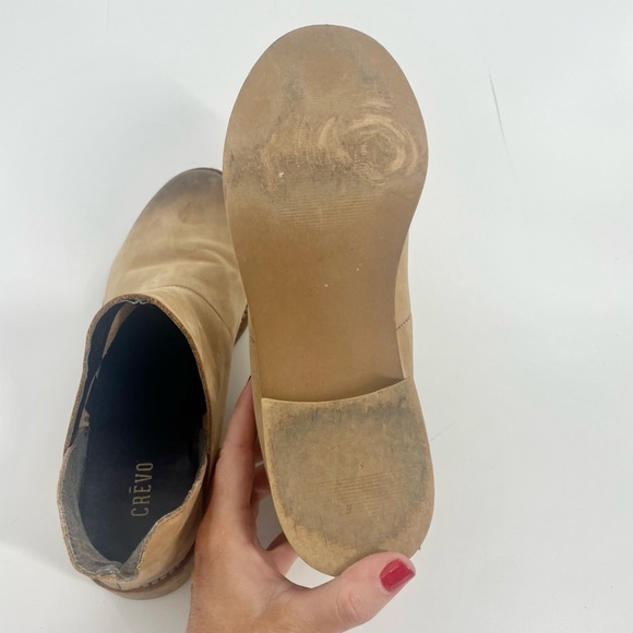 Anthropologie Crevo Britain Tan Boho Western Leather Distressed Ankle Bootie 7.5 - Picture 10 of 11